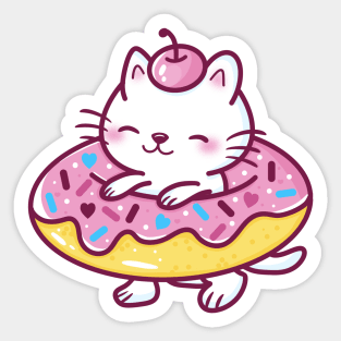 Cute Kawaii Donut Cat Sticker